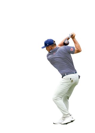 Bryson DeChambeau at the top of the backswing with driver