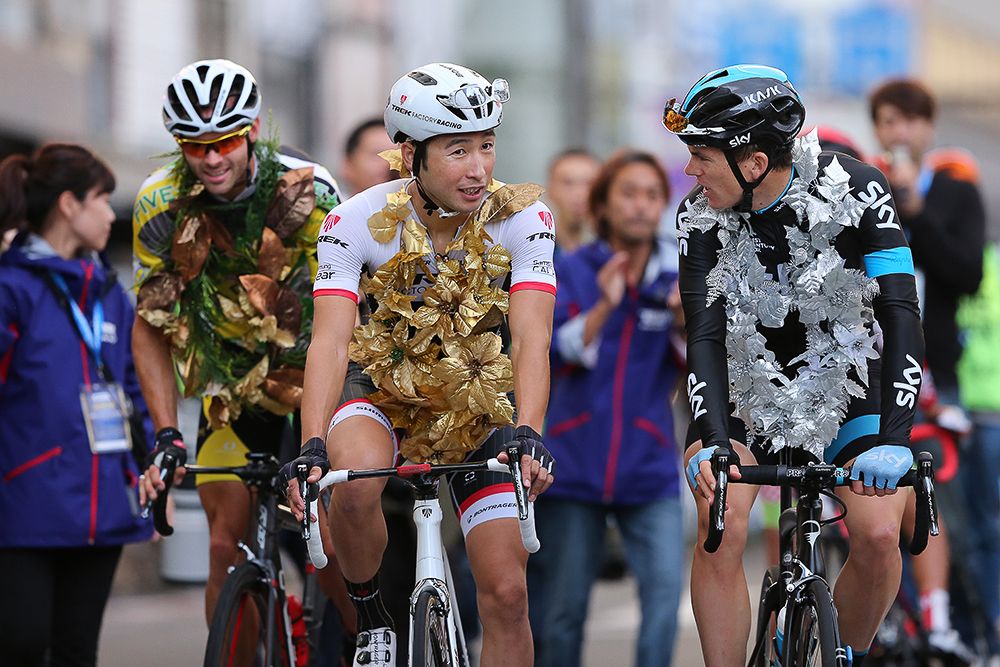 Fumiyuki Beppu (Trek Factory Racing), Ben Swift (Team Sky) and Steele Von Hoff (NFTO)