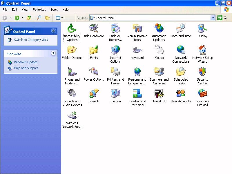 Windows XP Control Panel