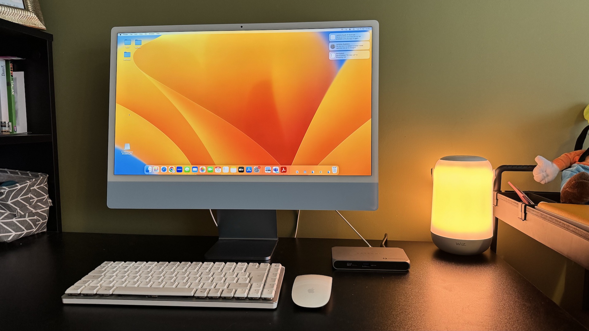 Satechi Thunderbolt 4 Slim Pro Hub on a black desk with Mac and accessories