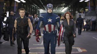Hawkeye, Captain America, and Black Widow in The Avengers (2012)