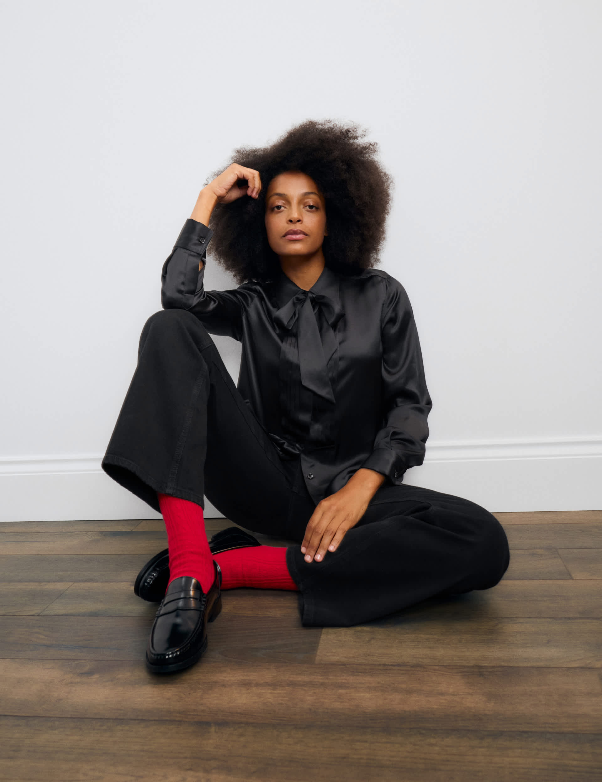 Pure Silk Pleat Detail Shirt