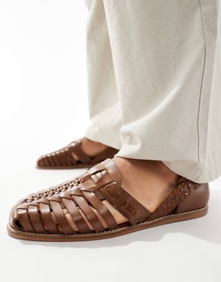 Asos Design Fisherman Sandal in Tan Suede