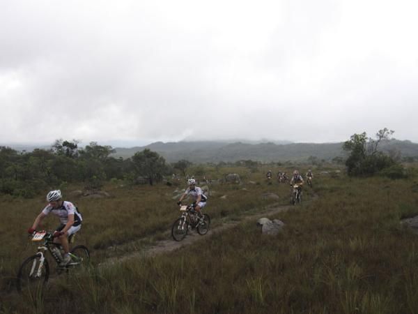 Riders head out of the mist.