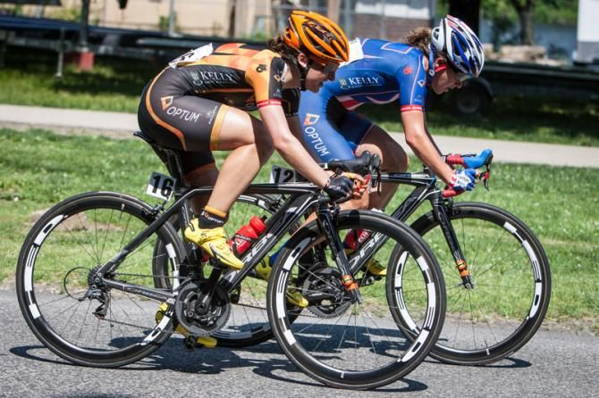 Leah Kirchmann (Optum) and new National Champ teammate Jade Wilcoxson move to the front