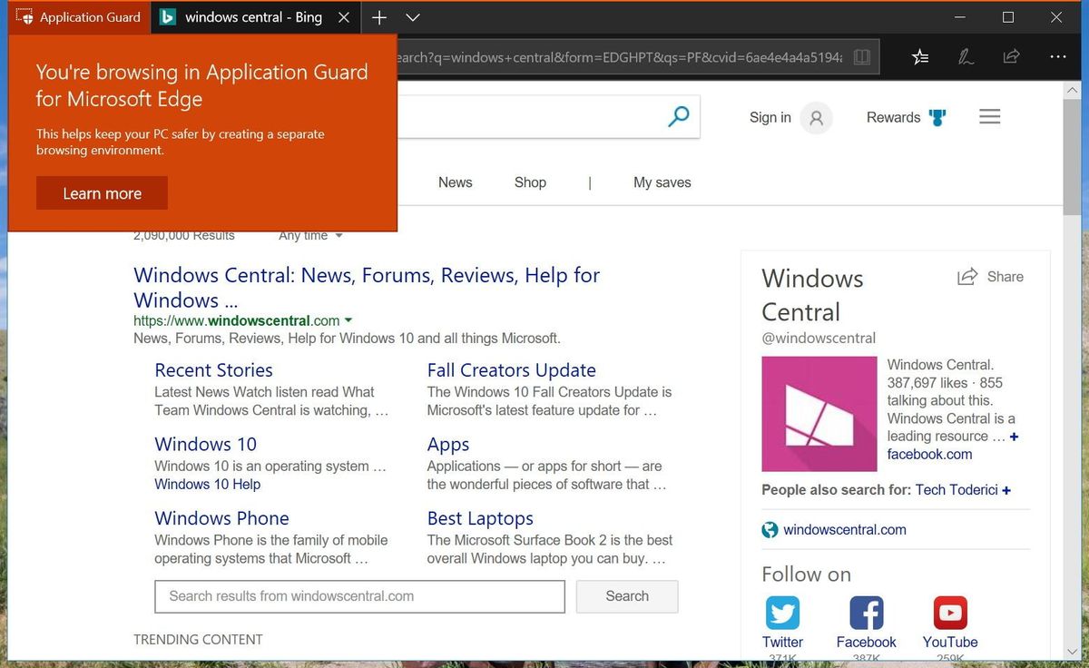 How to enable Microsoft Edge Application Guard on Windows 10 April 2018