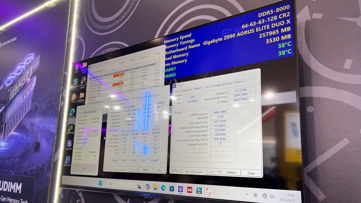 A photo of Biwin's Origin Code brand of DDR5 memory kits, as displayed at Computex 2026