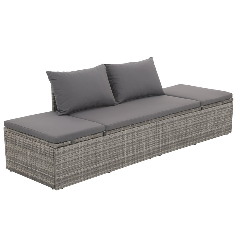 17 Stories Outdoor Lounge Bed With Cushion & Pillows Poly Rattan | Wayfair.co.uk