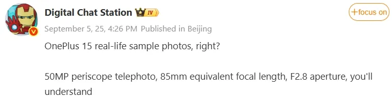 OnePlus 15 leak post
