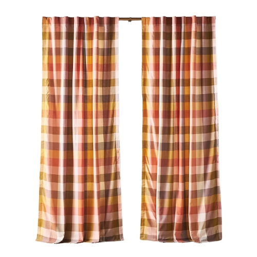 Anthropologie, Woven Semi-Sheer Cotton Plaid Curtain