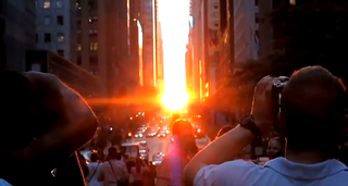 Screenshot of Manhattanhenge footage taken July 12.
