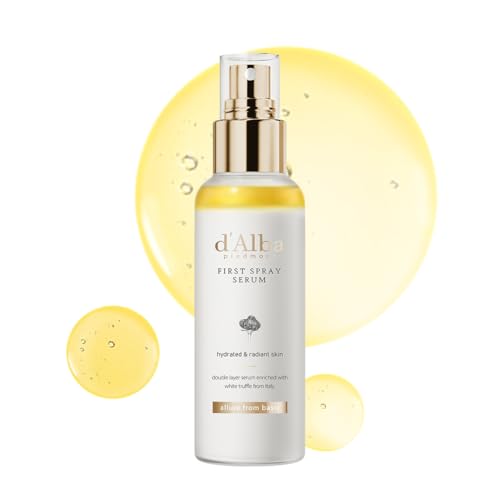D'alba Piedmont Italian White Truffle First Spray Serum, Vegan Skin Care, Light-Weight Face Moisturizer, Glow Serum for Radiant Skin, Non Comedogenic, All in One Mist, Korean Skin Care (3.38 Fl Oz.)