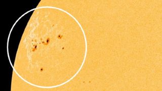 A close up image of the sunspots