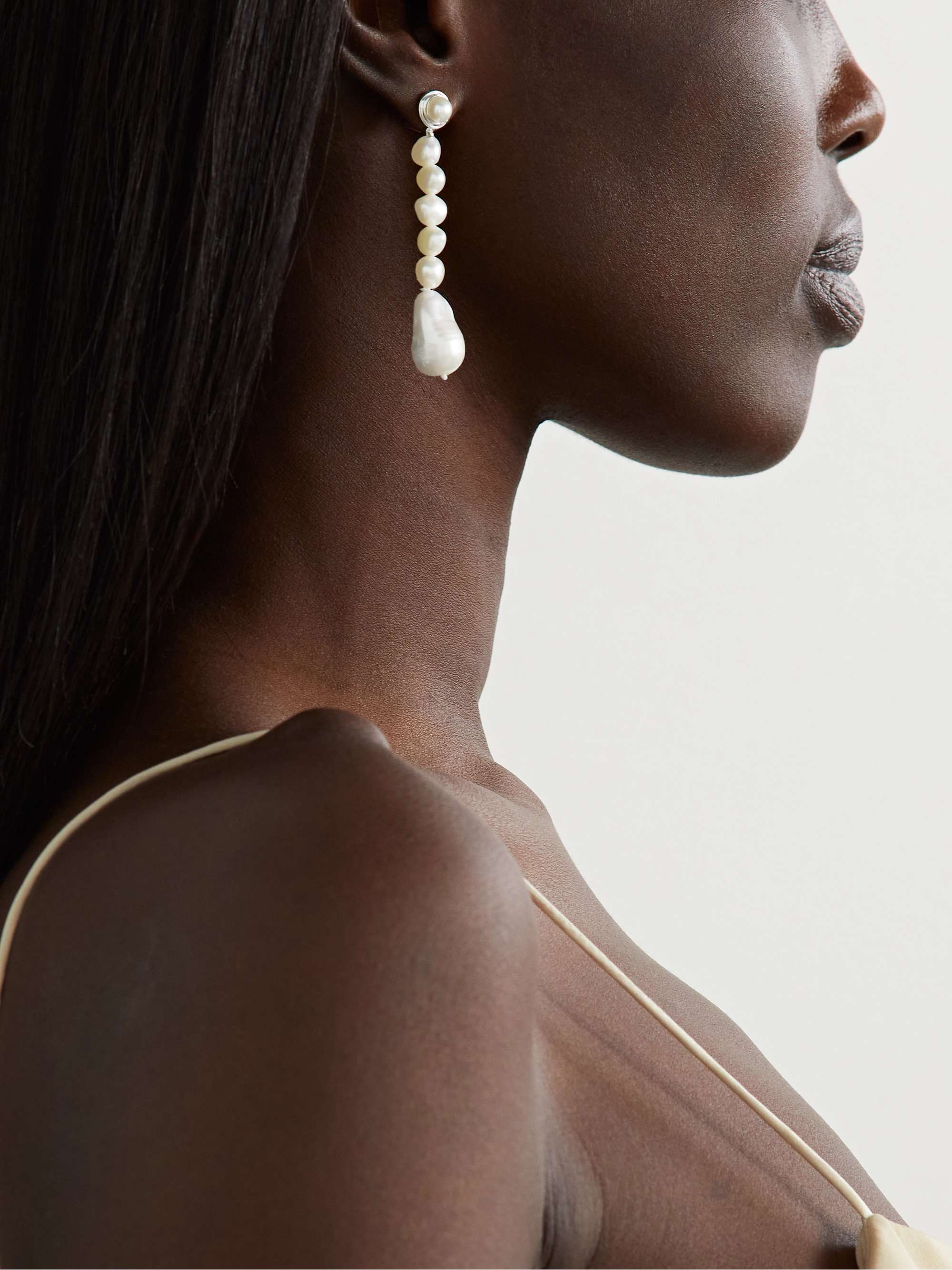 Emmanuel Recycled Silver Pearl Earrings