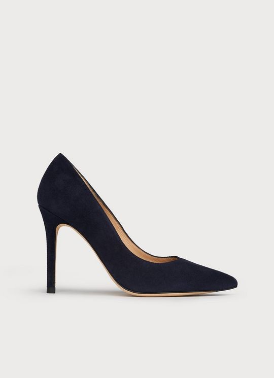 Classic Fern Navy Suede Pointed Toe Courts