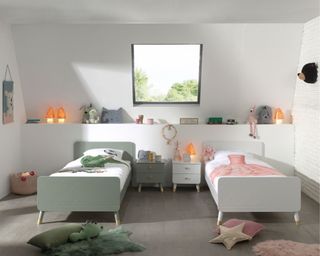 Nox Aspen Single Bed in white and green in kids bedroom