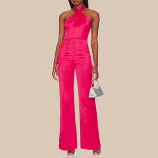 Flat lay image of pink jumpsuit