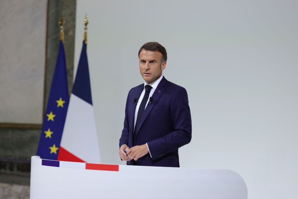 French President Launches Election Campaign With Press Conference At Pavilion Cambon Capucines