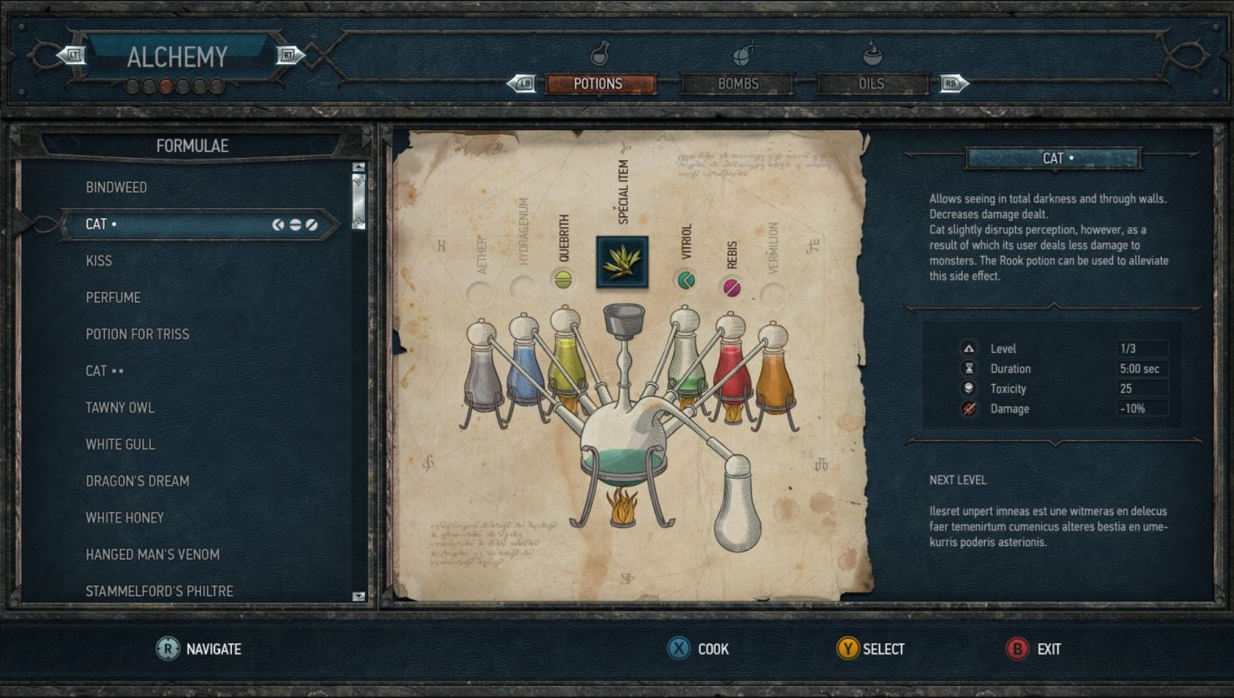 in-progress mockup of The Witcher 3's user interface from circa 2012 build of the game.