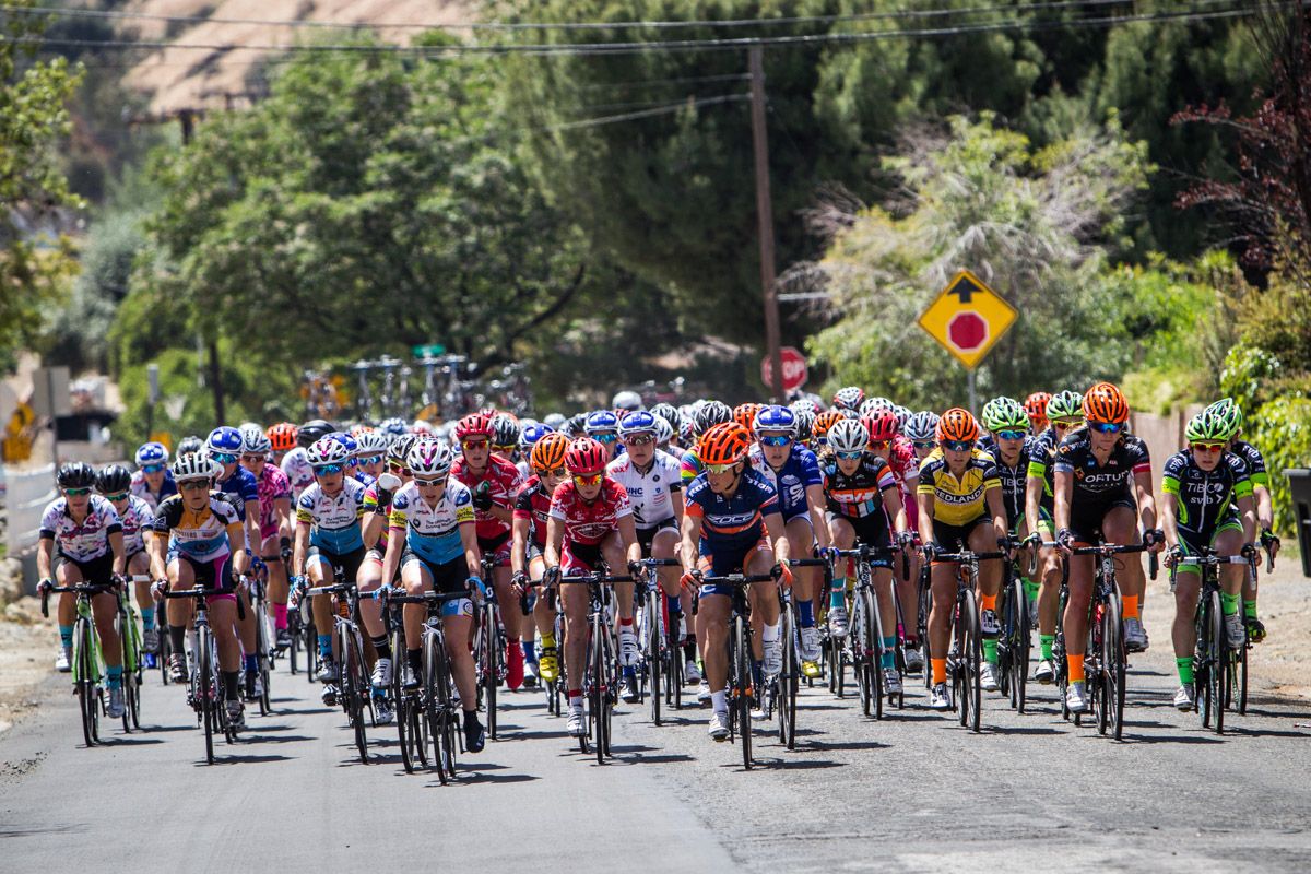 Teams come to the front of the women&rsquo;s field as a rider gets up the road