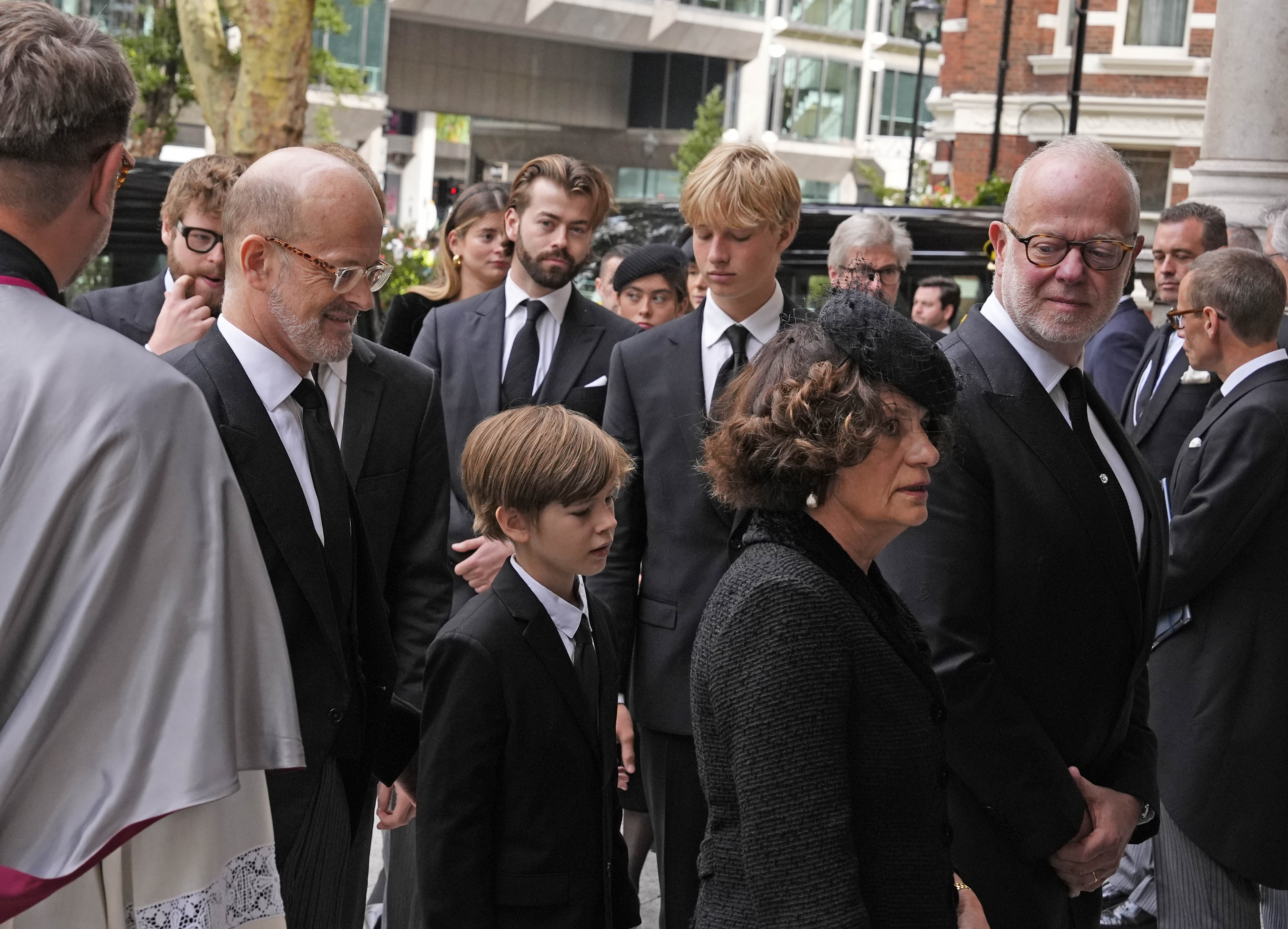 Lord Frederick Windsor and his sons entering church for the Duchess of Kent&#039;s funeral