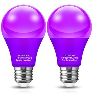 Doresshop Purple A19 Led Light Bulb, 60w Equivalent, 720 Lumens, E26 Base, Energy Efficient, Long-Lasting Colored Light Bulb for Halloween Decorations, Parties, and Mood Lighting, Non-Dimmable, 2 Pack