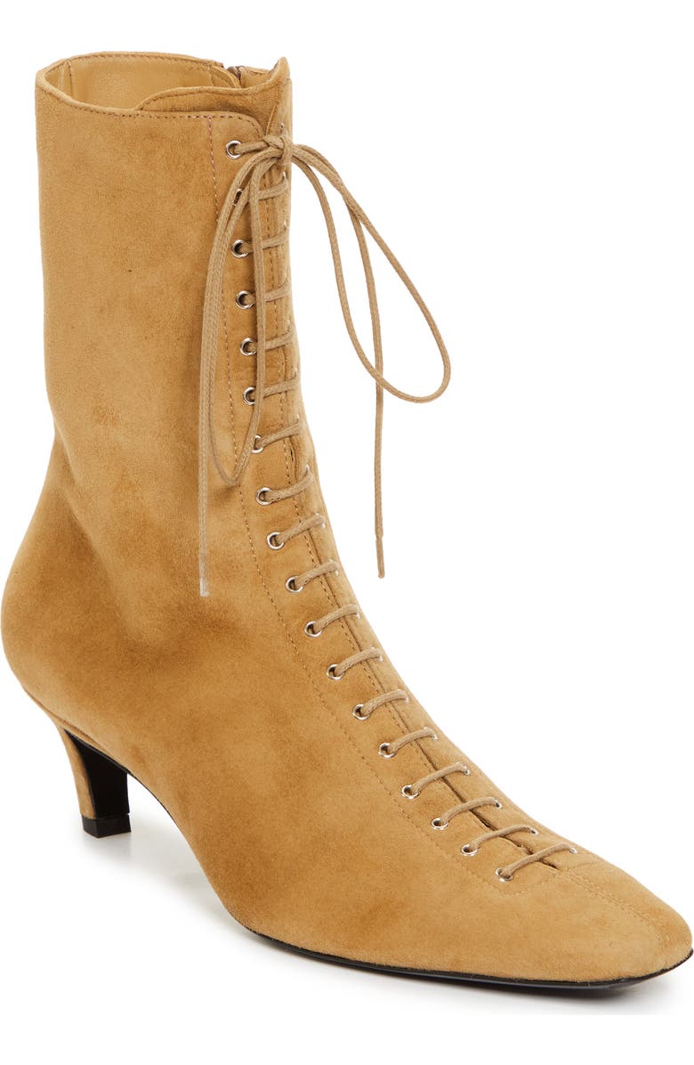 Kitten Heel Lace-Up Bootie
