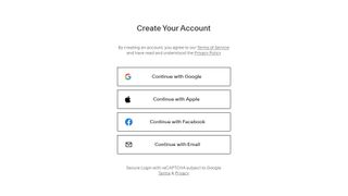 Squarespace's account creation webpage