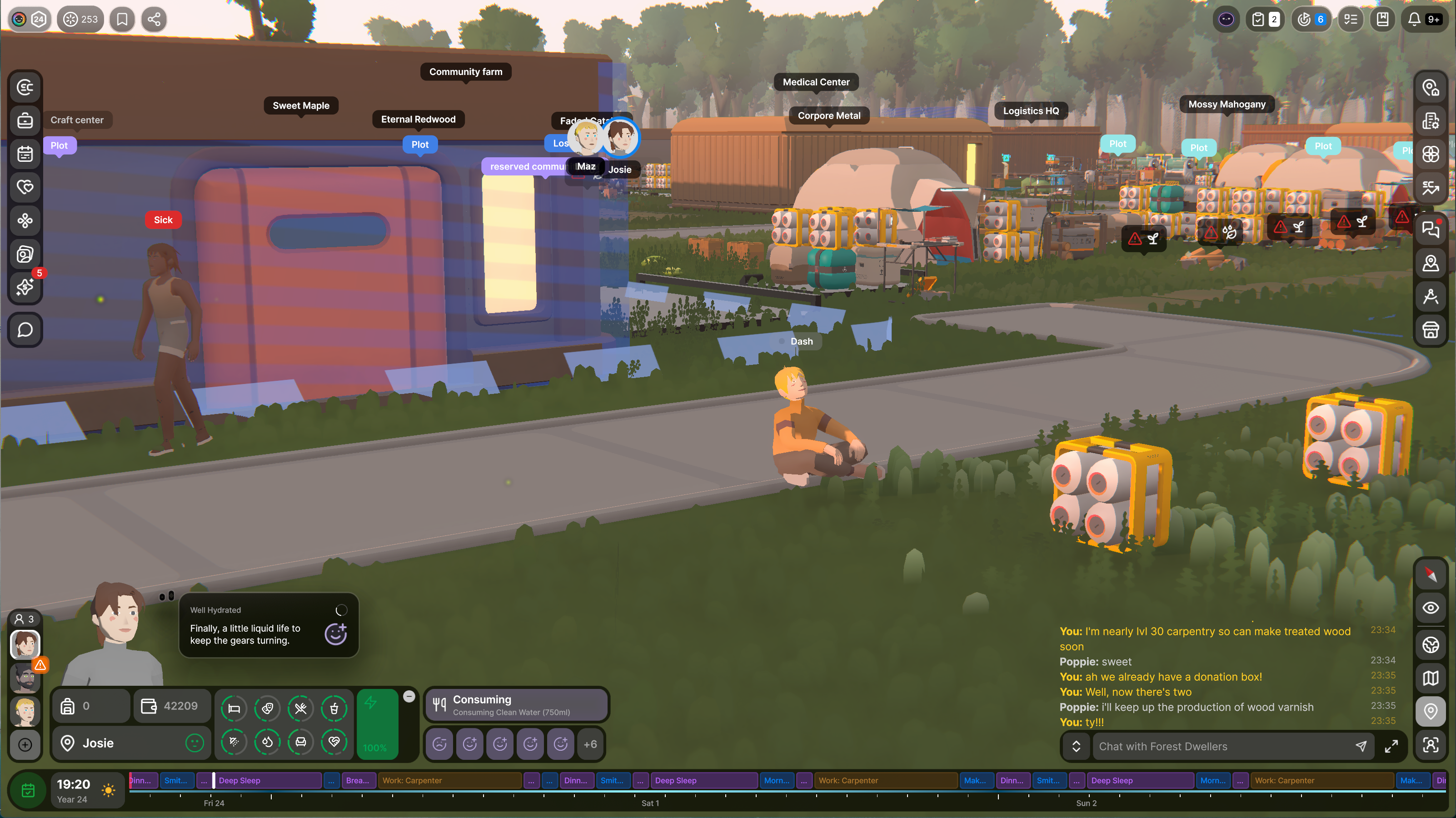 Screenshots from the game Seed, showing Dashiell Wood's Seedling staring at abandoned resources
