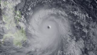 Super Typhoon Haiyan, the strongest storm seen in during the satellite era, was spotted by the Japan Meteorological Agency's MTSAT on Nov. 7, 2013, as it headed toward landfall over the Philippines.