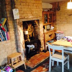 house renovation with opened up fireplace