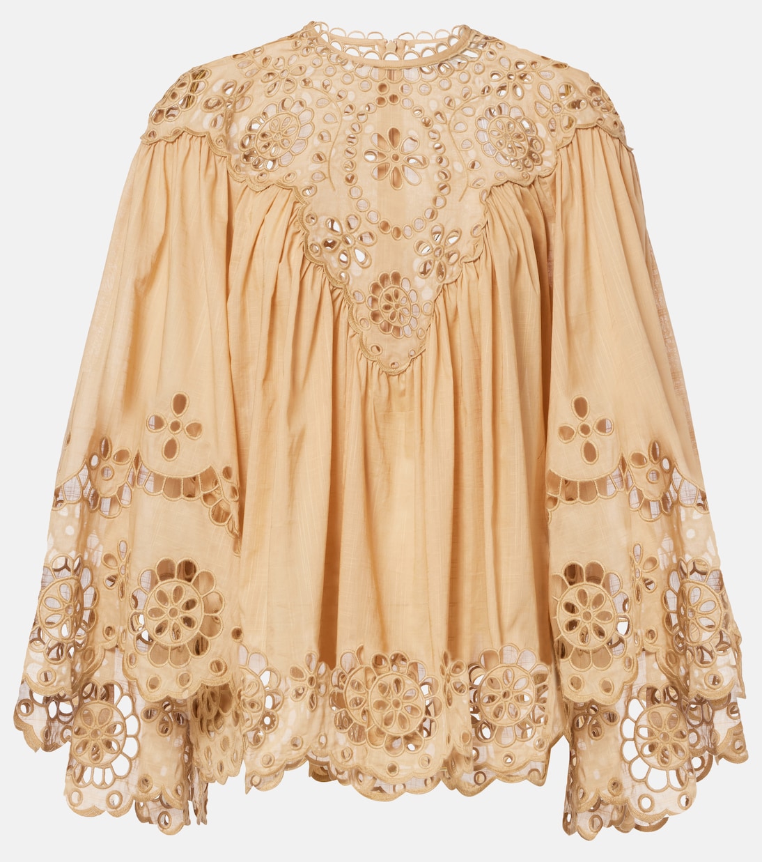Awaken Broderie Anglaise Cotton Blouse in Beige - Zimmermann