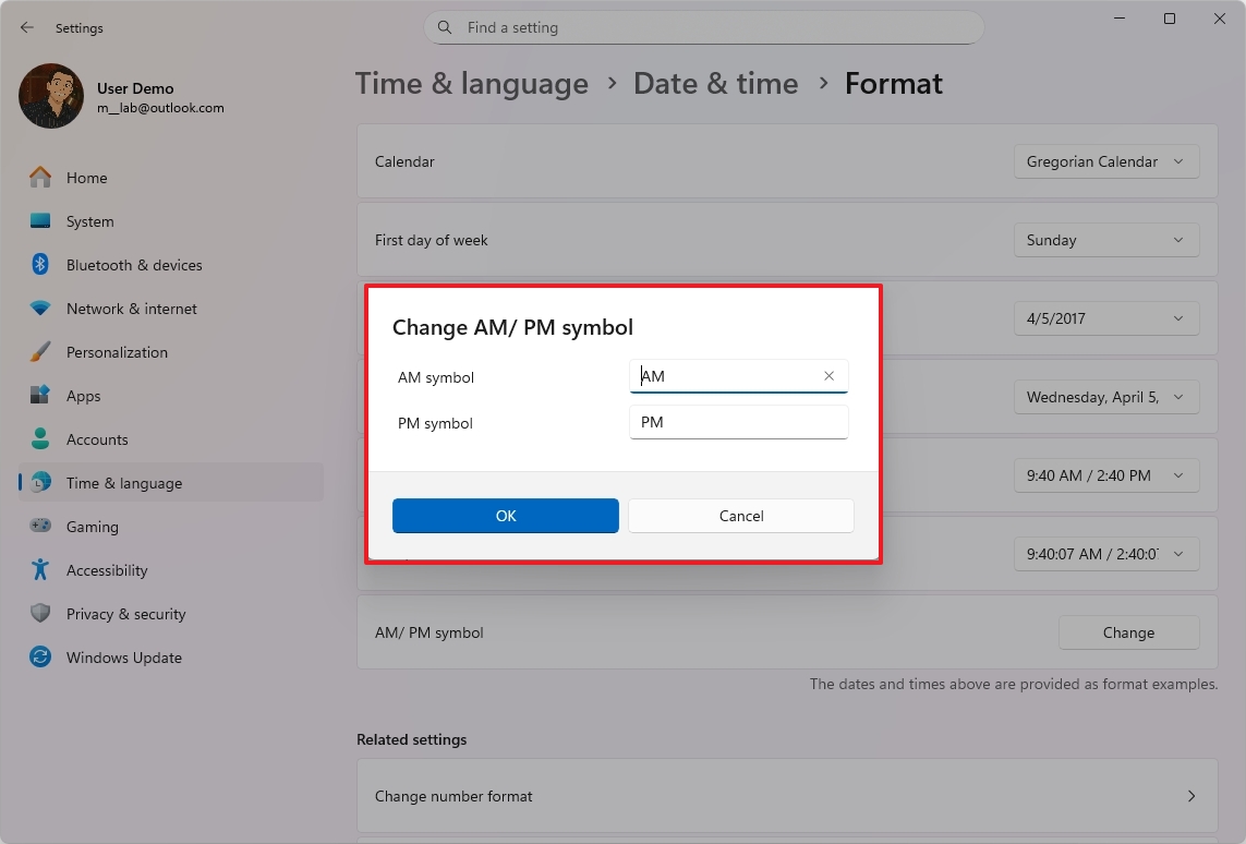 Windows 11 Format settings