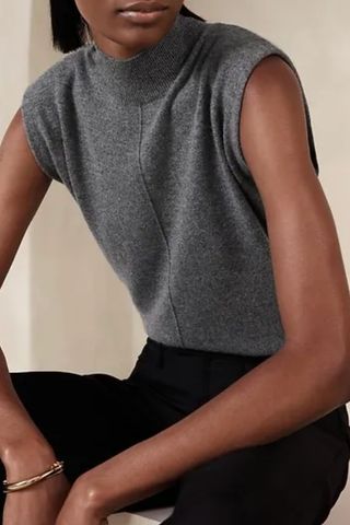 Franca Cashmere Padded-Shoulder Top