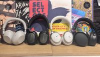 Wireless headphones group image featuring headphones from Bose, Sony, B&W and Sennheiser in a row