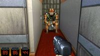 Duke Nukem 3D screenshot showing intense PC gaming FPS action