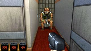 Duke Nukem 3D screenshot showing intense PC gaming FPS action