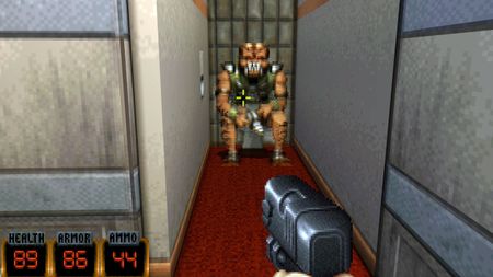 Duke Nukem 3D screenshot showing intense PC gaming FPS action