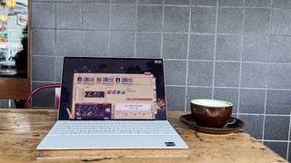 Dell XPS 13 Plus (2023) review unit on table running Pathway