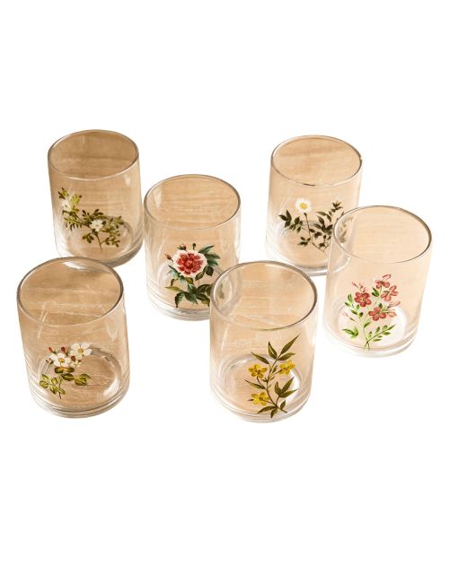 NYBG Hand-Painted Floral Glassware