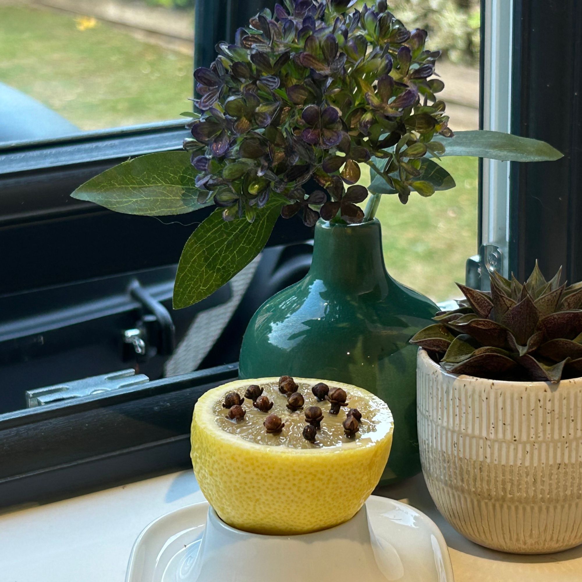 Half a lemon with cloves in the flesh