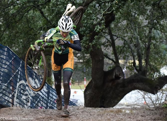Women's collegiate racing at USA Cycling Cyclo-cross National Championships in Austin, Texas.