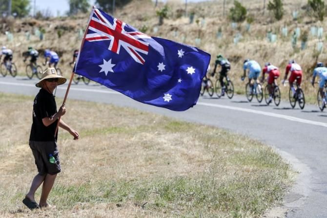An Australian flag by the roadside