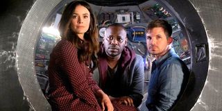 Lucy, Rufus, and Wyatt in the Timeless Christmas series finale on NBC