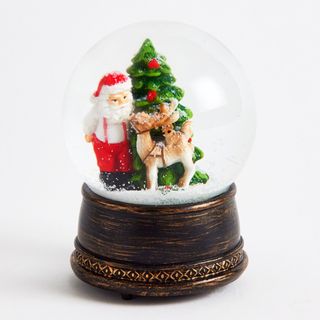 Santa with Reindeer Musical Snow Globe