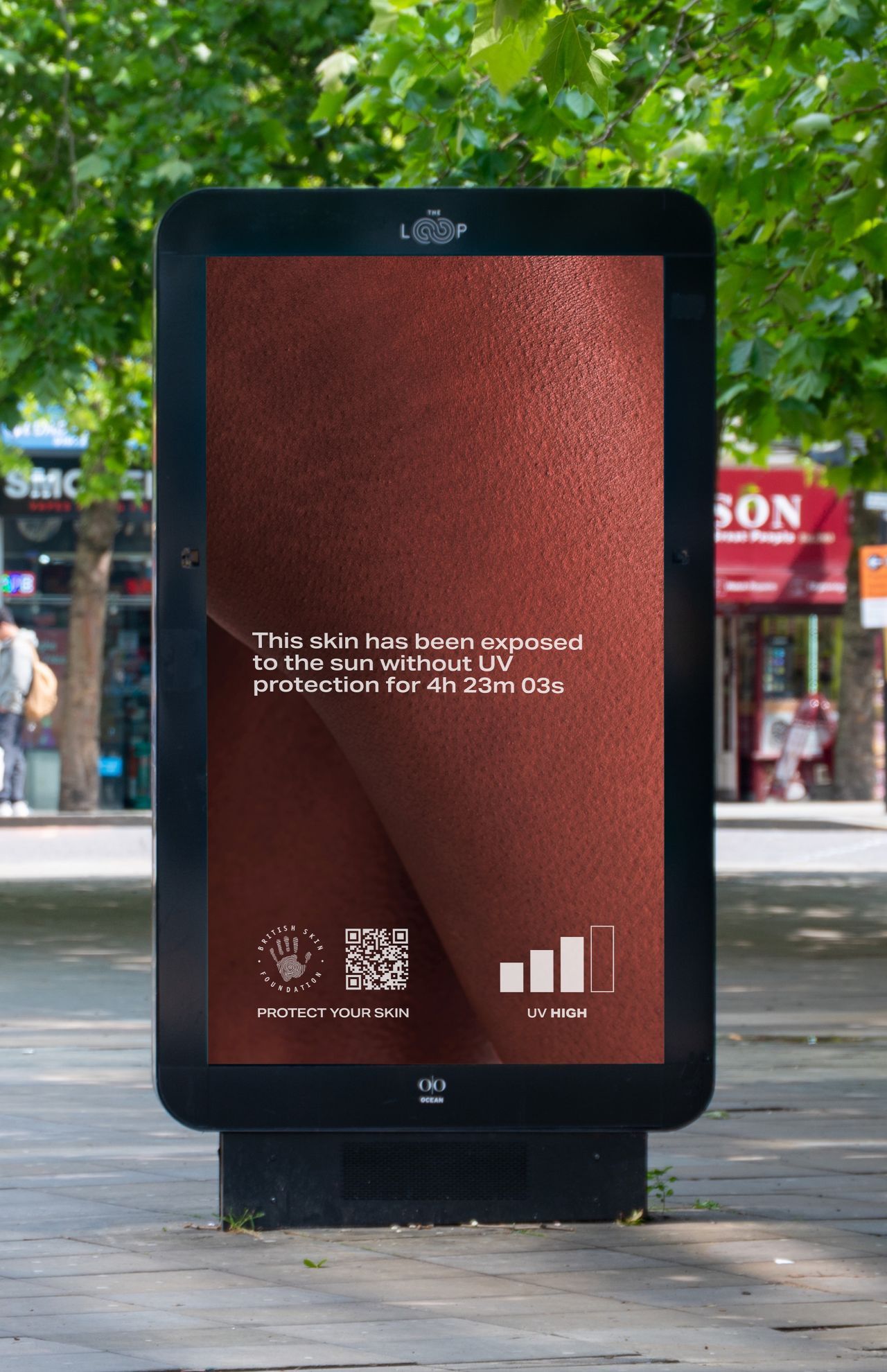 billboard showing sun damage to skin