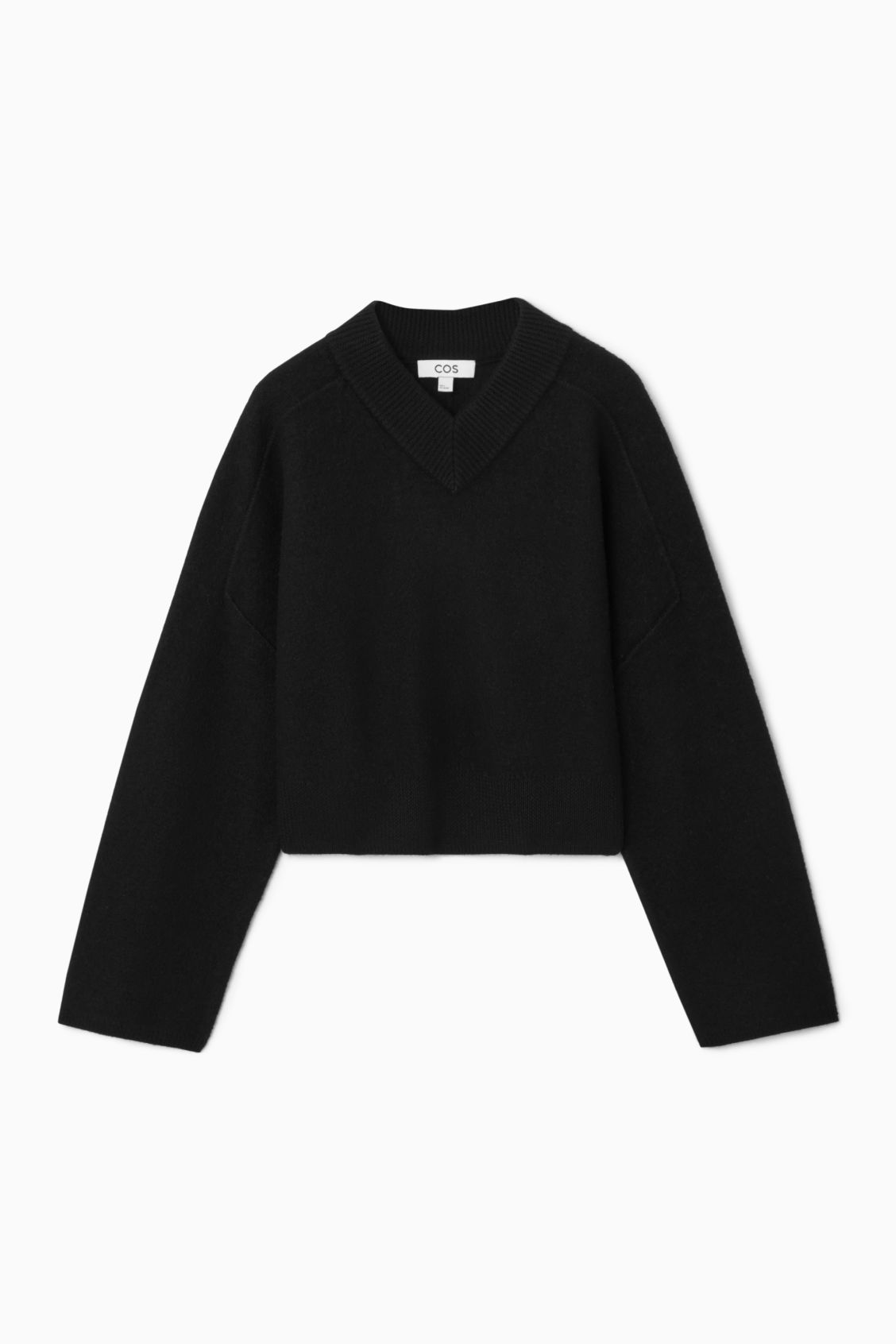 Cropped V-Neck Wool Sweater