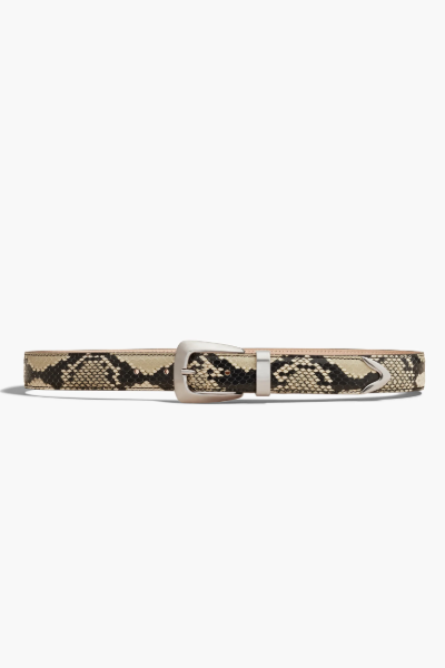 Khaite, Benny Belt in Natural Python-Embossed Leather With Antique Silver