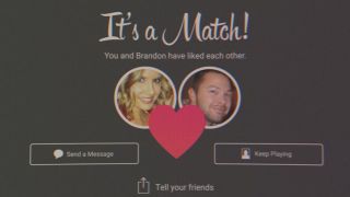 A picture of a dating profile with a love heart in between two matching users, one of which is convicted criminal Brandon Johnson, in docuseries Don't Date Brandon.