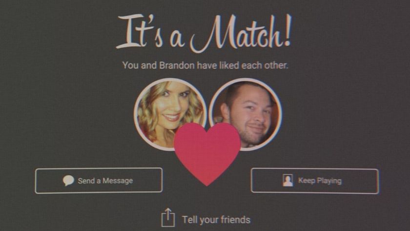 A picture of a dating profile with a love heart in between two matching users, one of which is convicted criminal Brandon Johnson, in docuseries Don&#039;t Date Brandon.